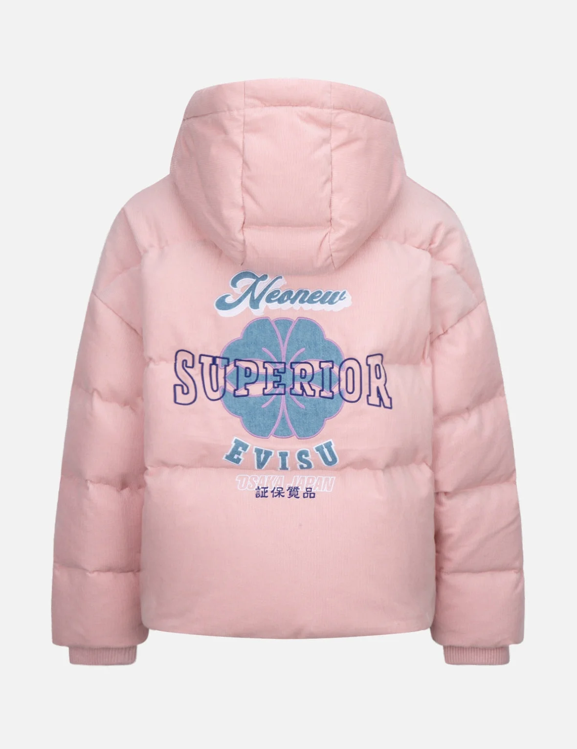 DENIM PATCHWORK CORDUROY DOWN JACKET - 1