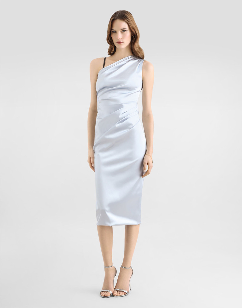 Dolce & Gabbana One-shoulder dress in stretch satin outlook