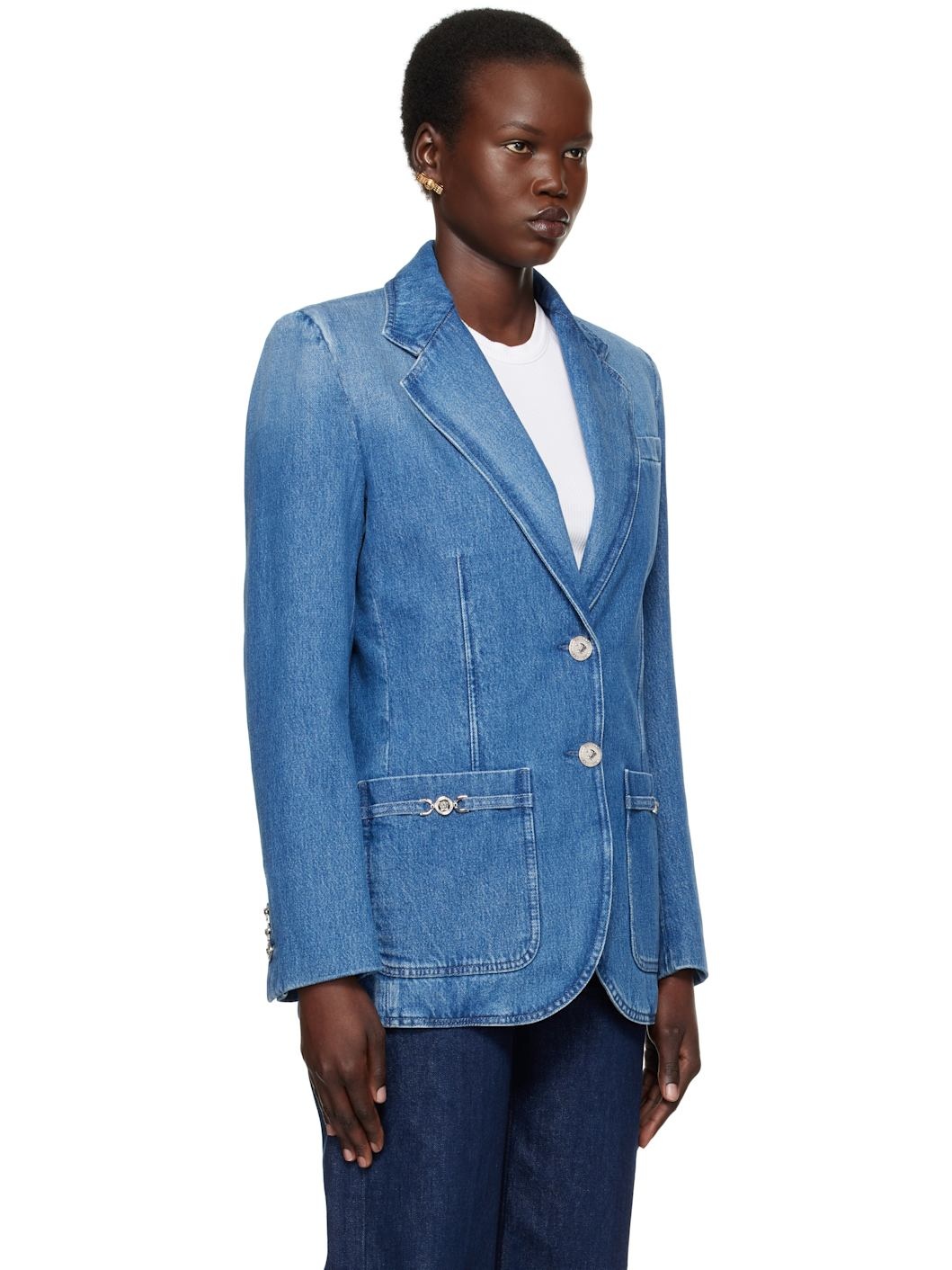 Blue Oversized Tailored Denim Blazer - 2