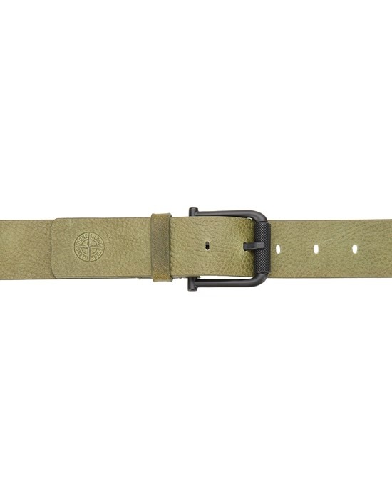 94772 TUMBLED LEATHER BELT OLIVE GREEN - 3