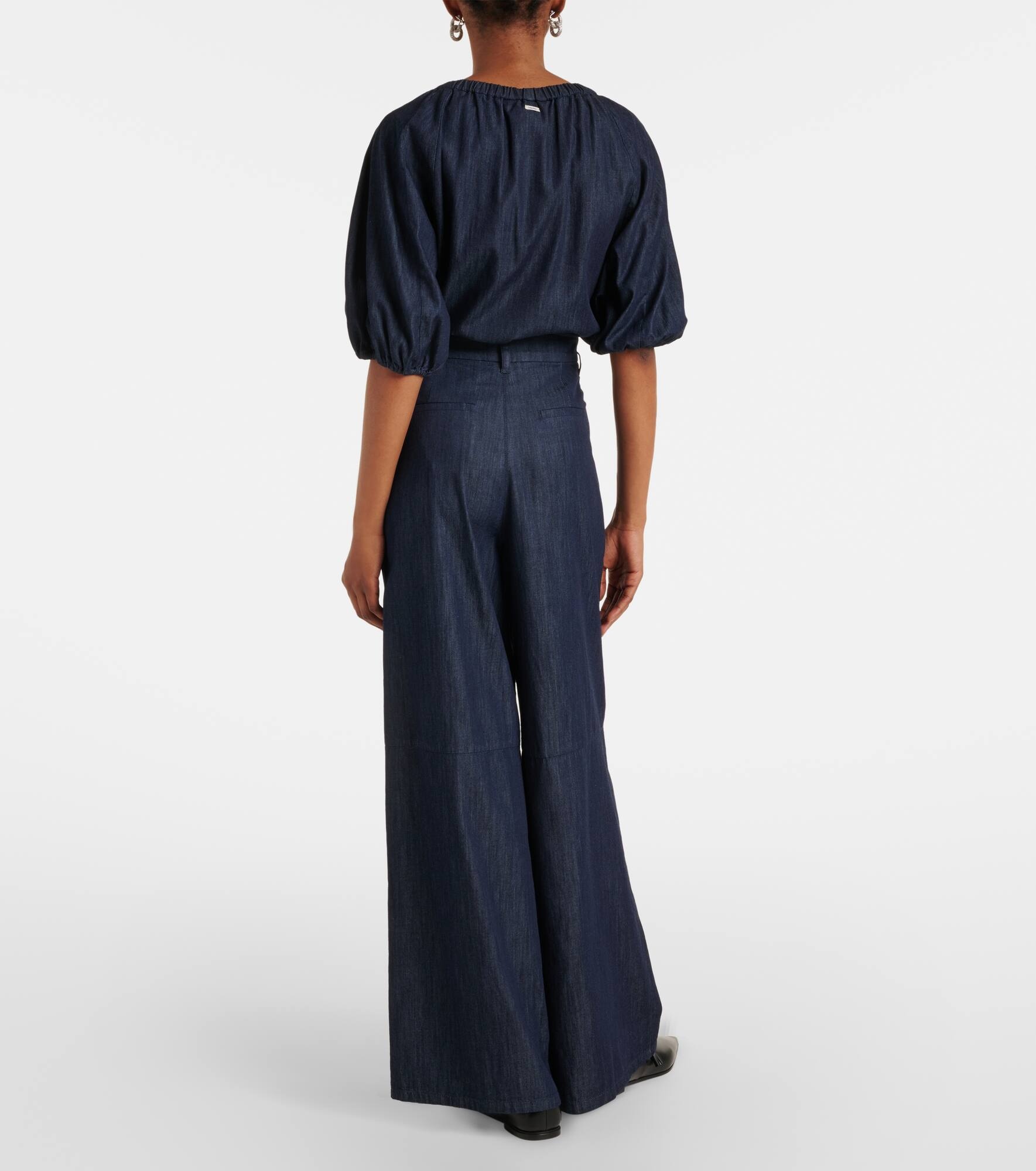 Jerry embellished chambray wide-leg pants - 3