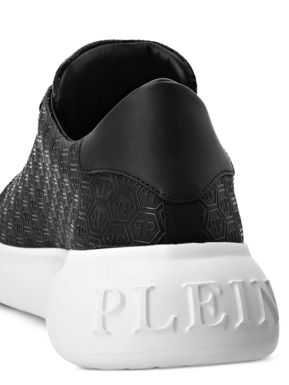 monogram-embossed leather sneakers - 4