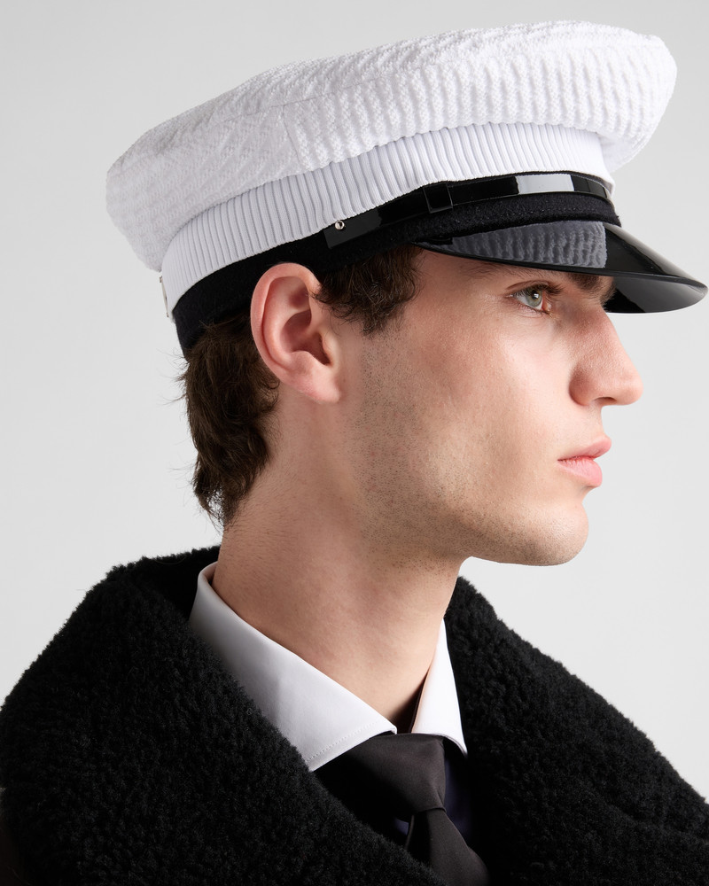 Prada Knit and patent leather cap outlook