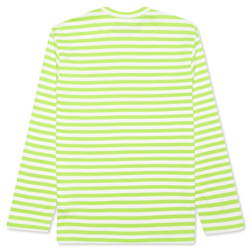 COMME DES GARCONS PLAY PASTELLE STRIPED L/S SHIRT - GREEN - 2