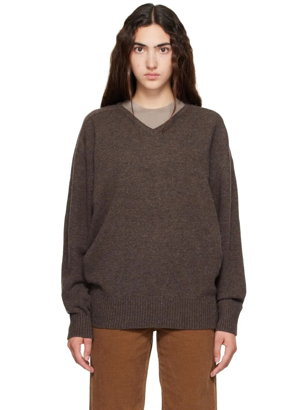 Brown Carna V-Neck Sweater - 1