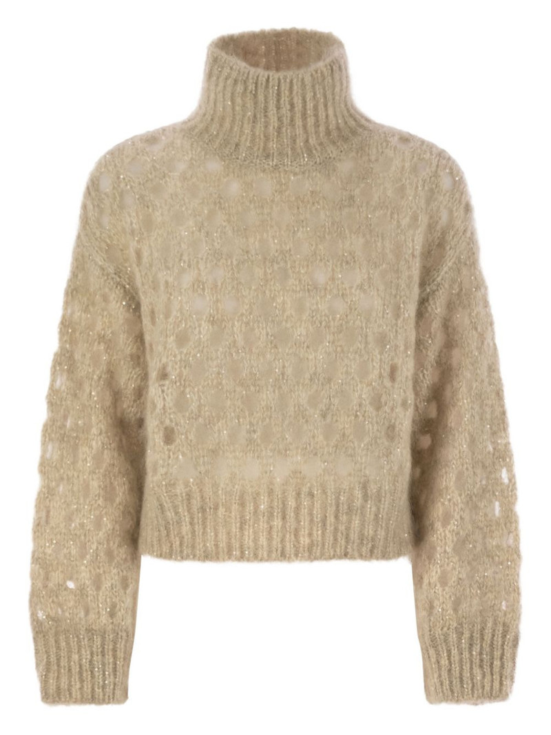 high-neck sequin-detail sweater 1