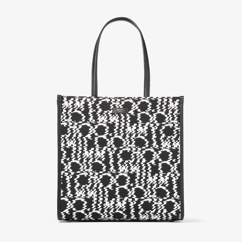 Logo Tote/M
Black Distorted Jimmy Choo Logo Nylon Tote Bag 1