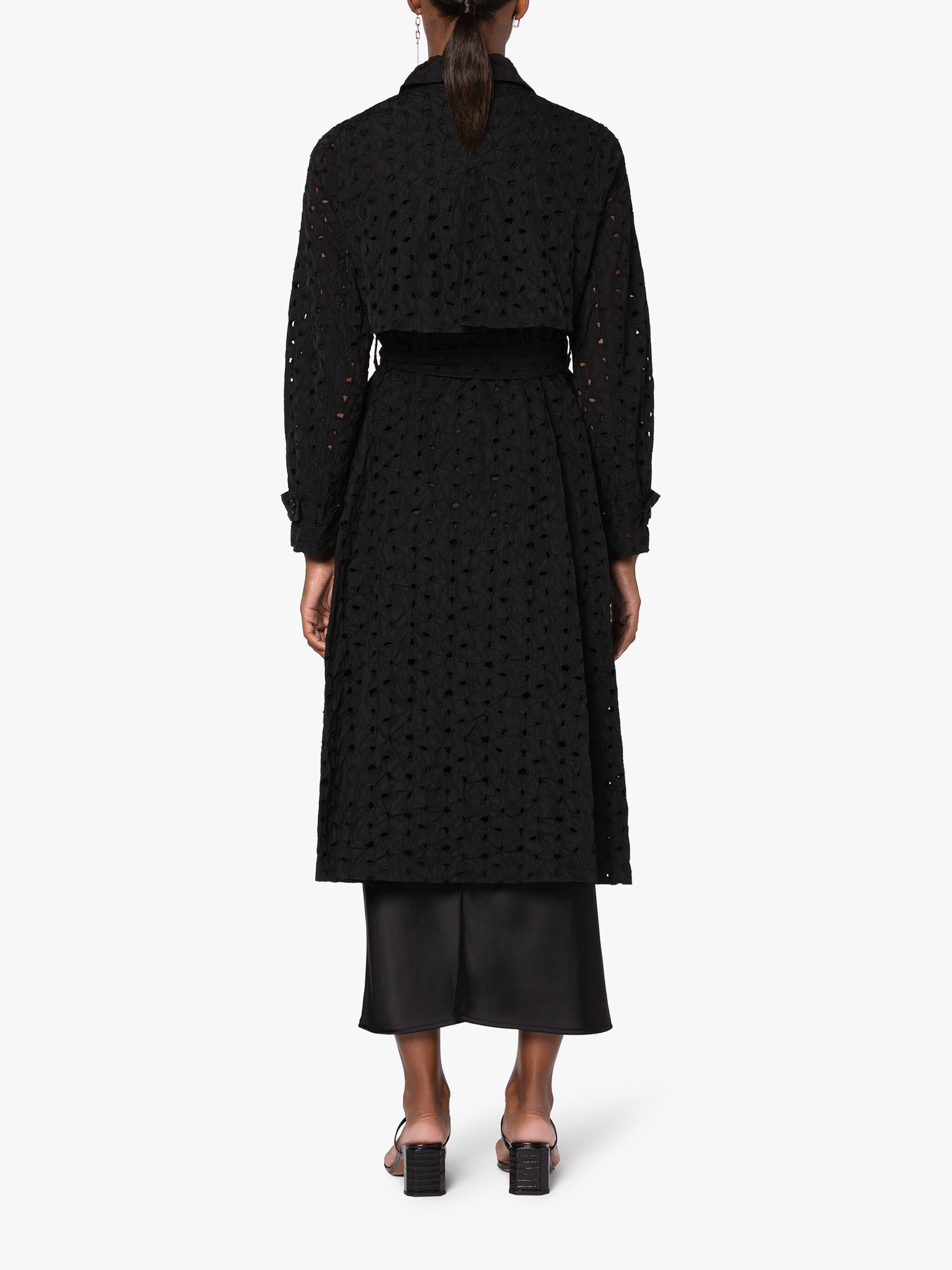 POLLY BLACK EMBROIDERED TRENCH COAT - 4