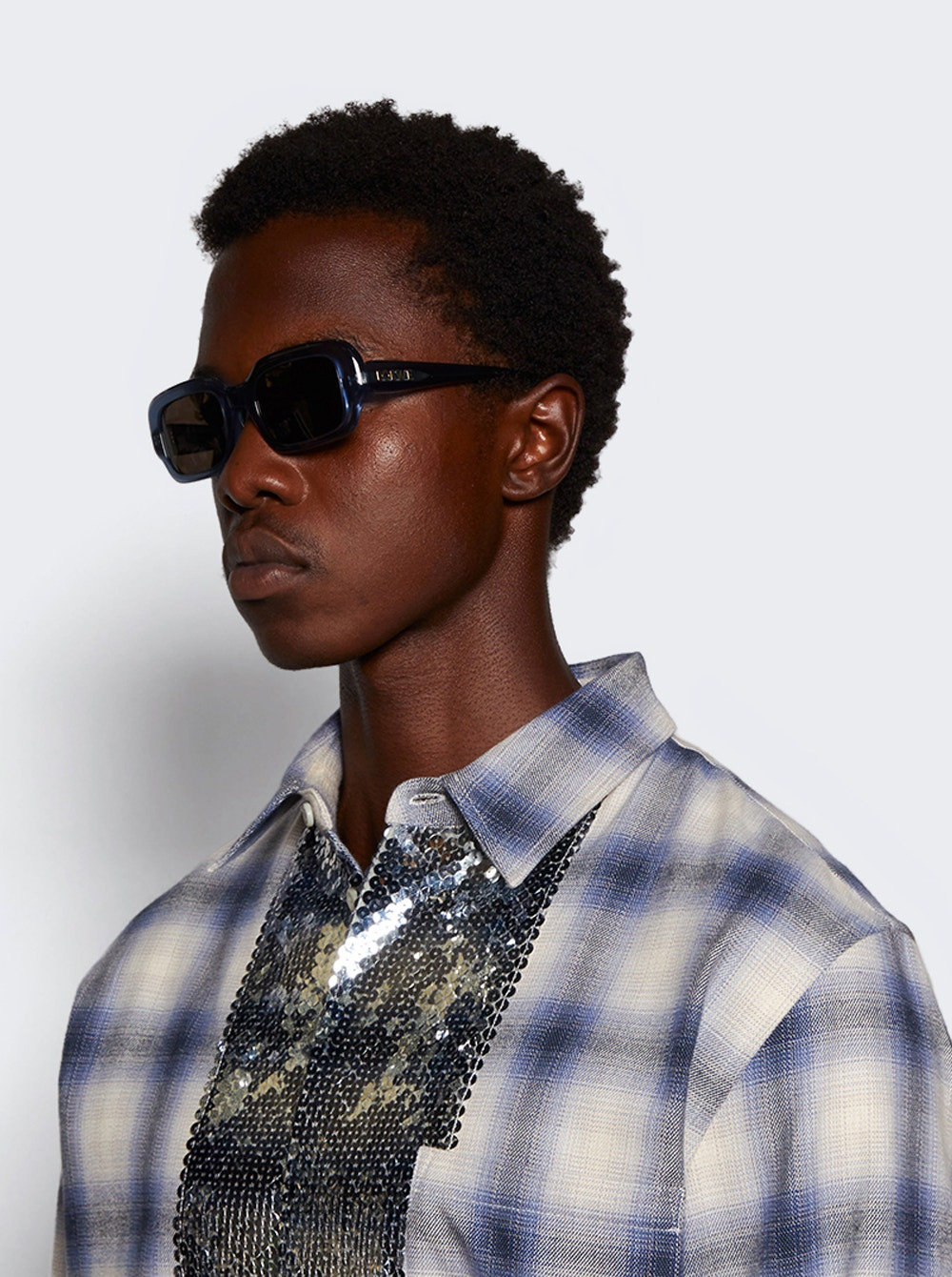 Slim Sunglasses Shiny Light Blue And Brown - 3