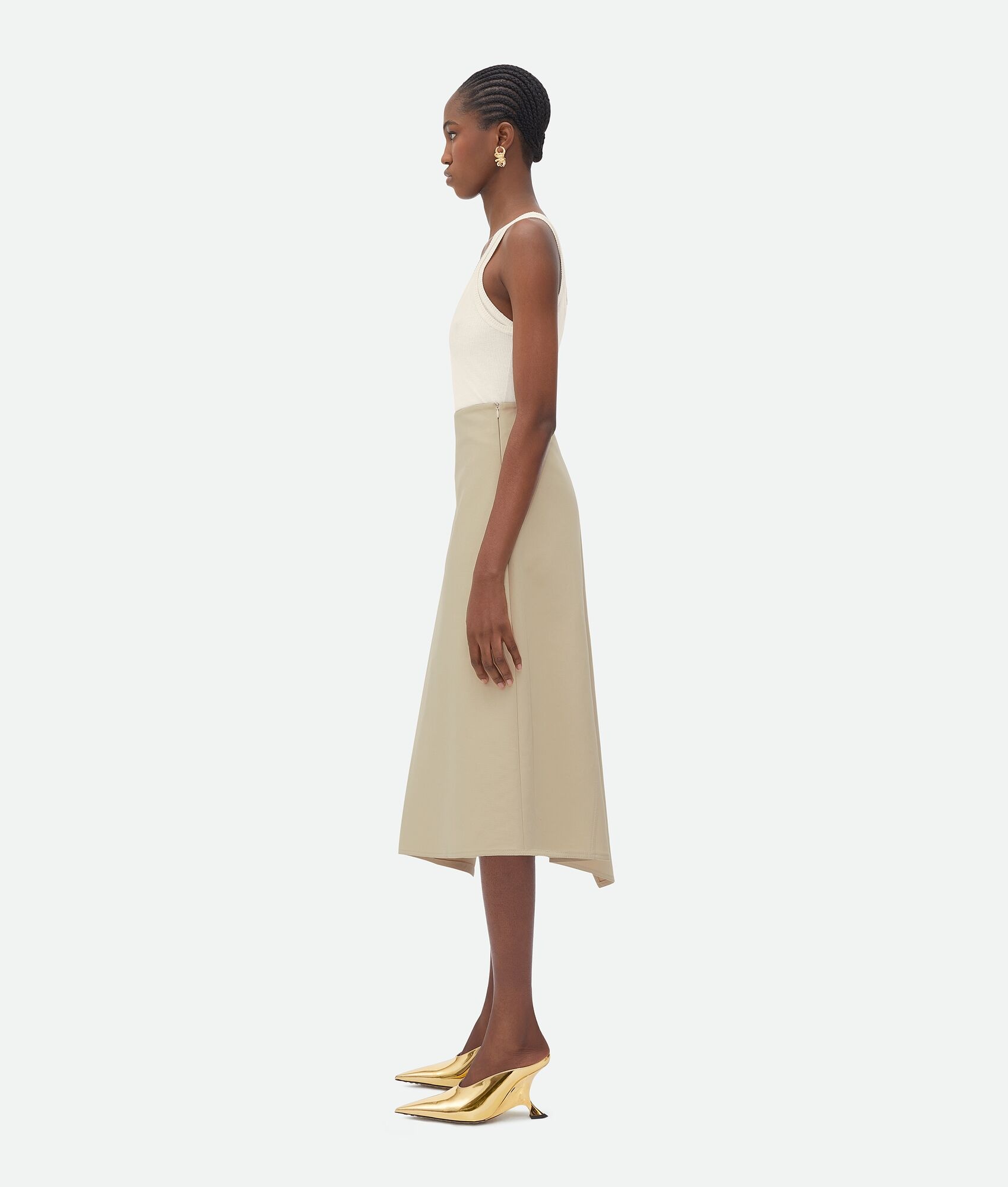 Asymmetric Cotton Midi Skirt - 2