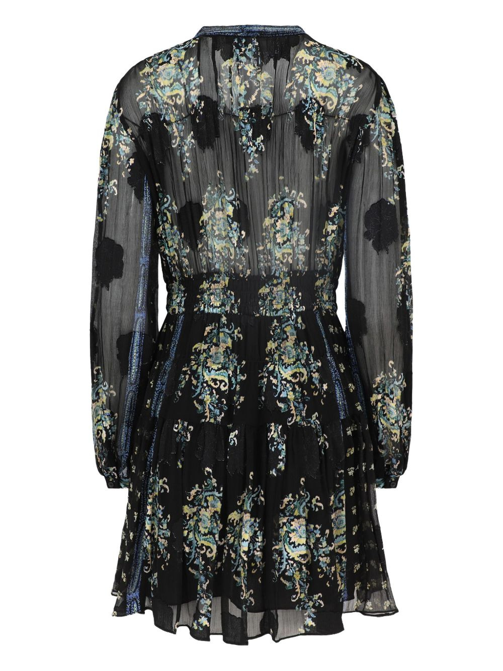 necktie long-sleeve paisley printed mini dress - 2