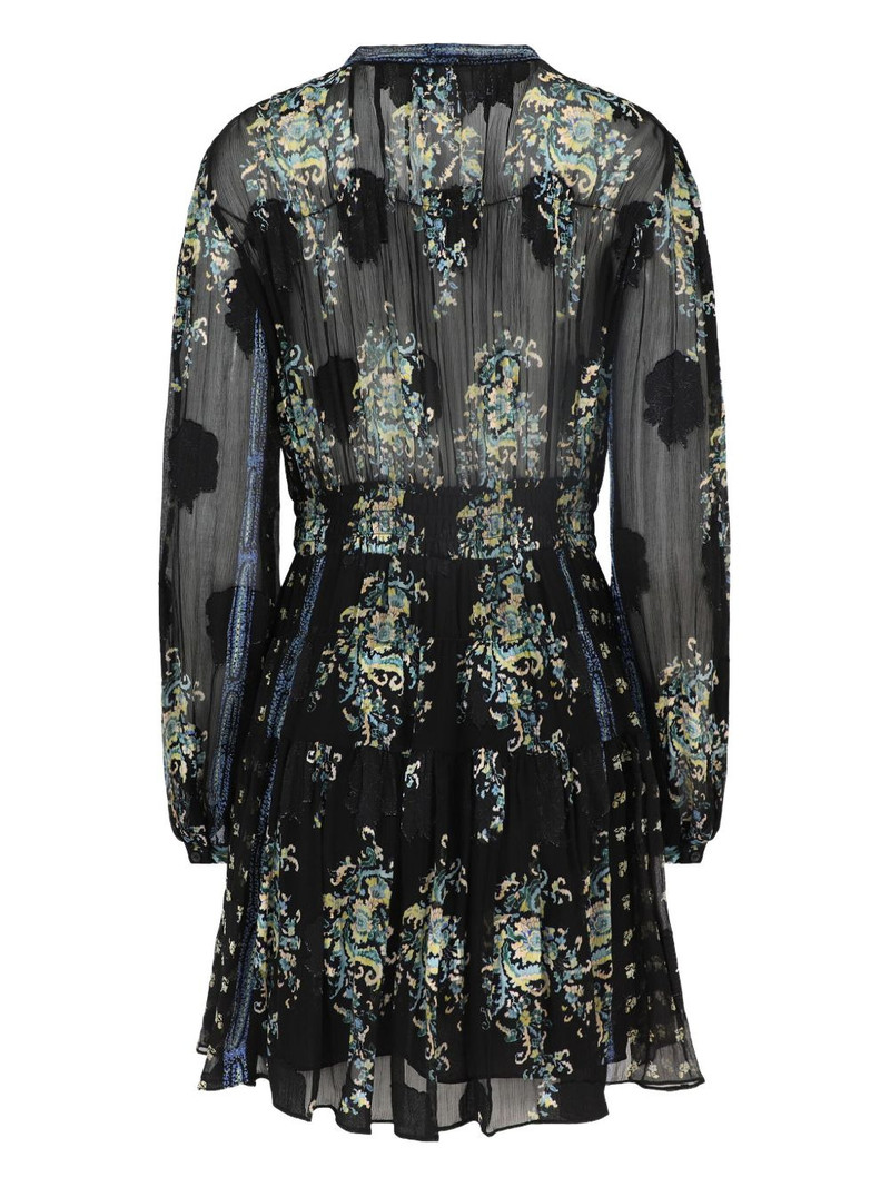 ULLA JOHNSON necktie long-sleeve paisley printed mini dress outlook