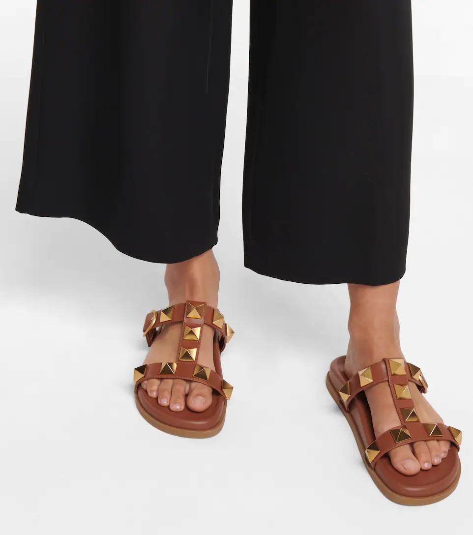 Roman Stud leather slides - 4