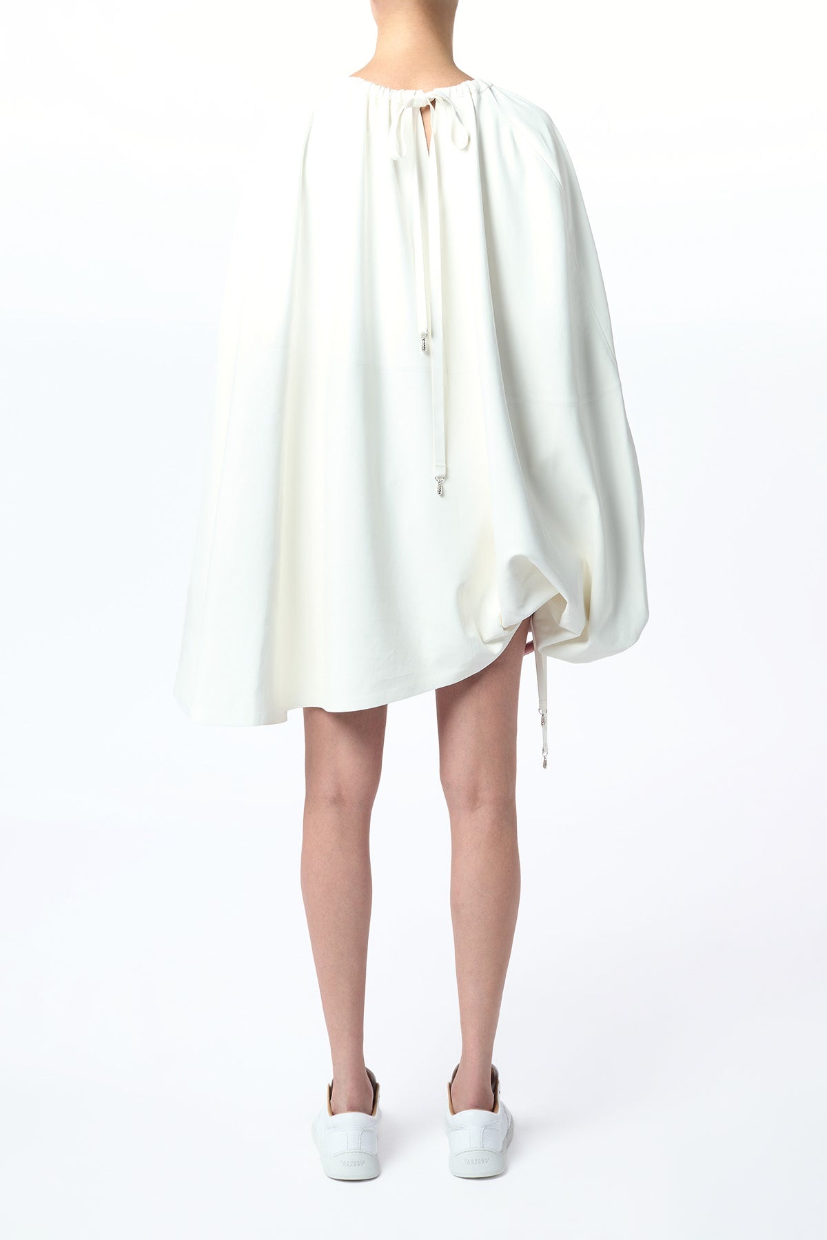 Wilmer Pleated Cape Top In Ivory Soft Leather - 7
