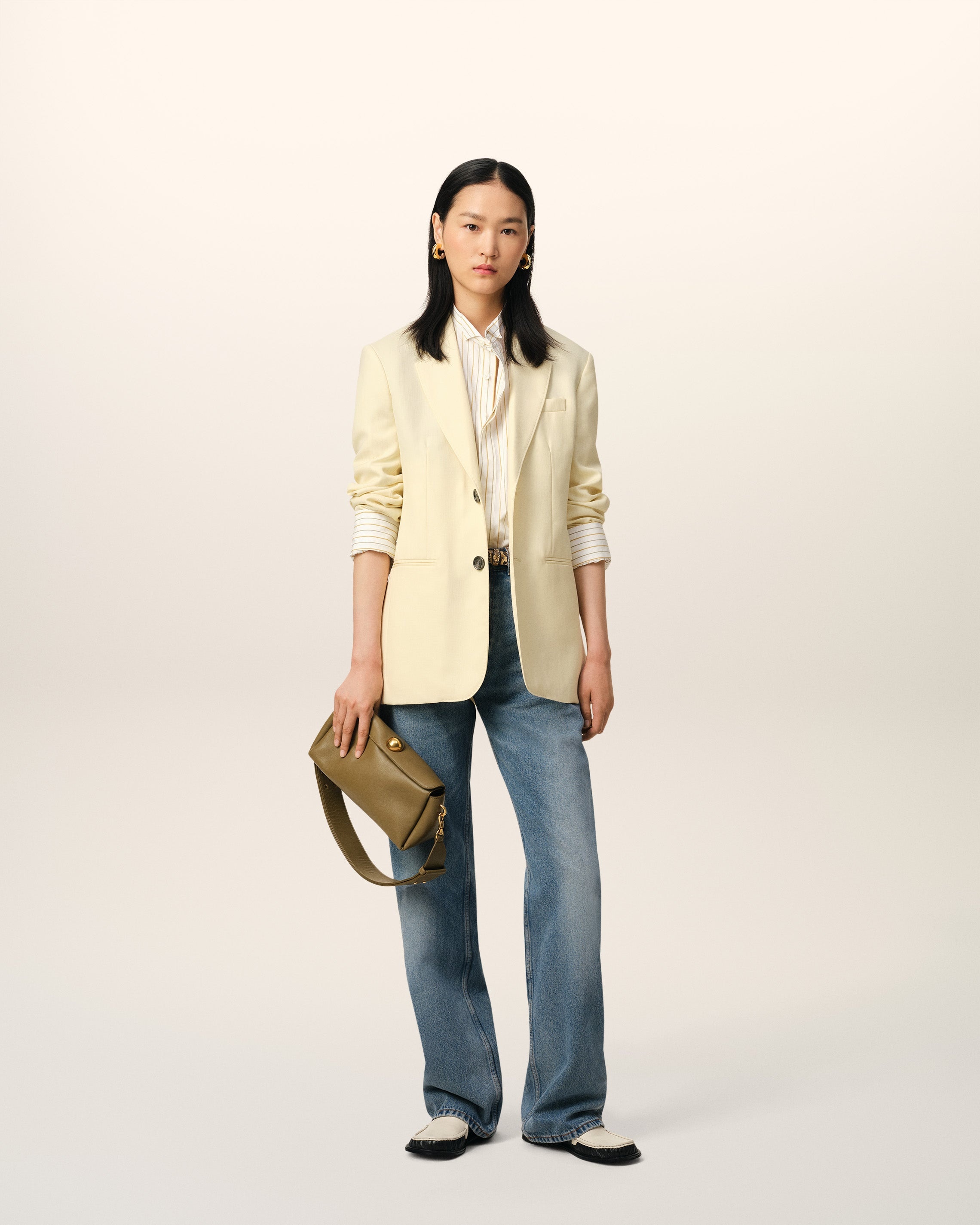 YELLOW WOOL SEMI-LINED JACKET - 2