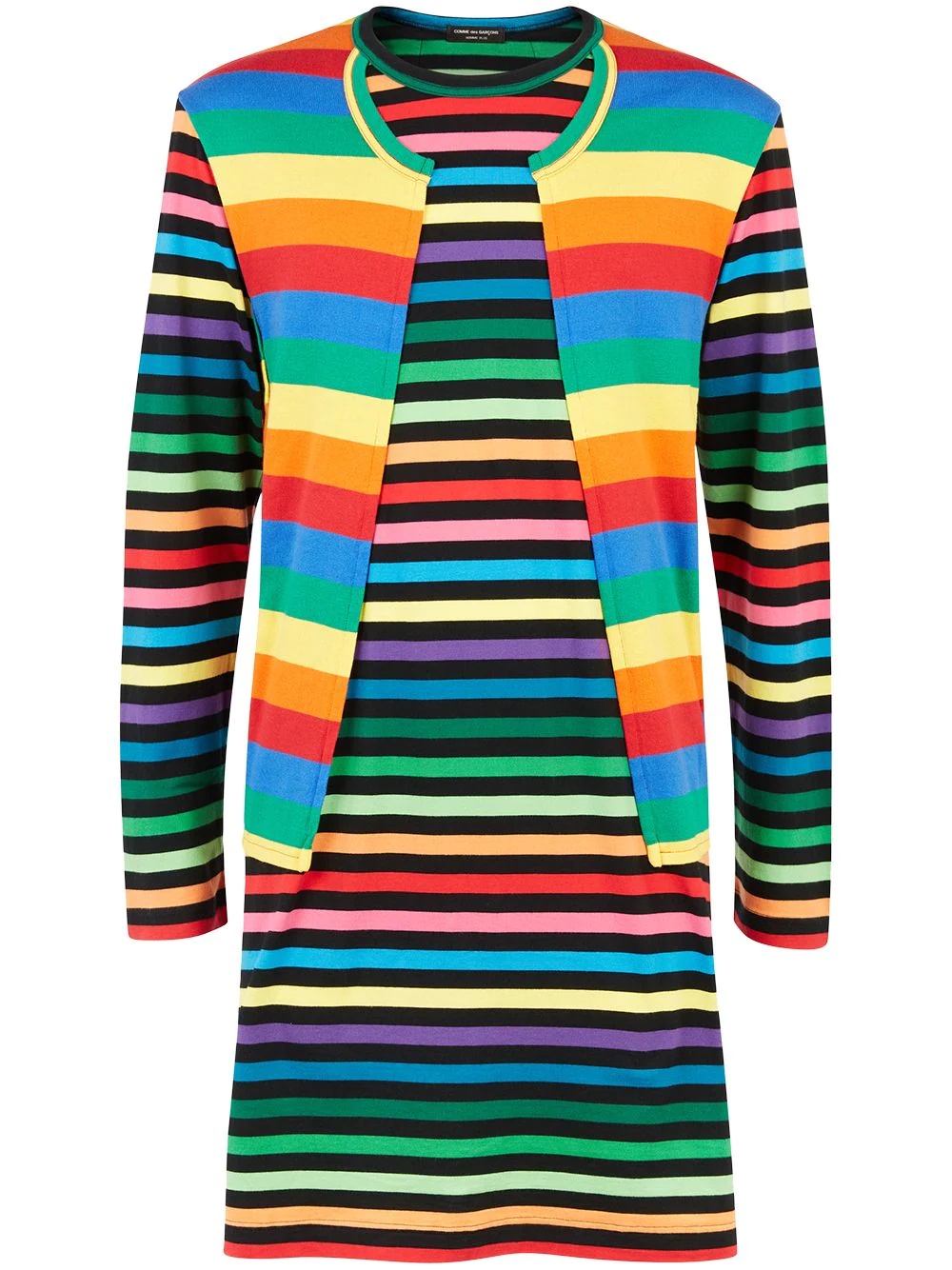 rainbow-stripe layered T-shirt - 1