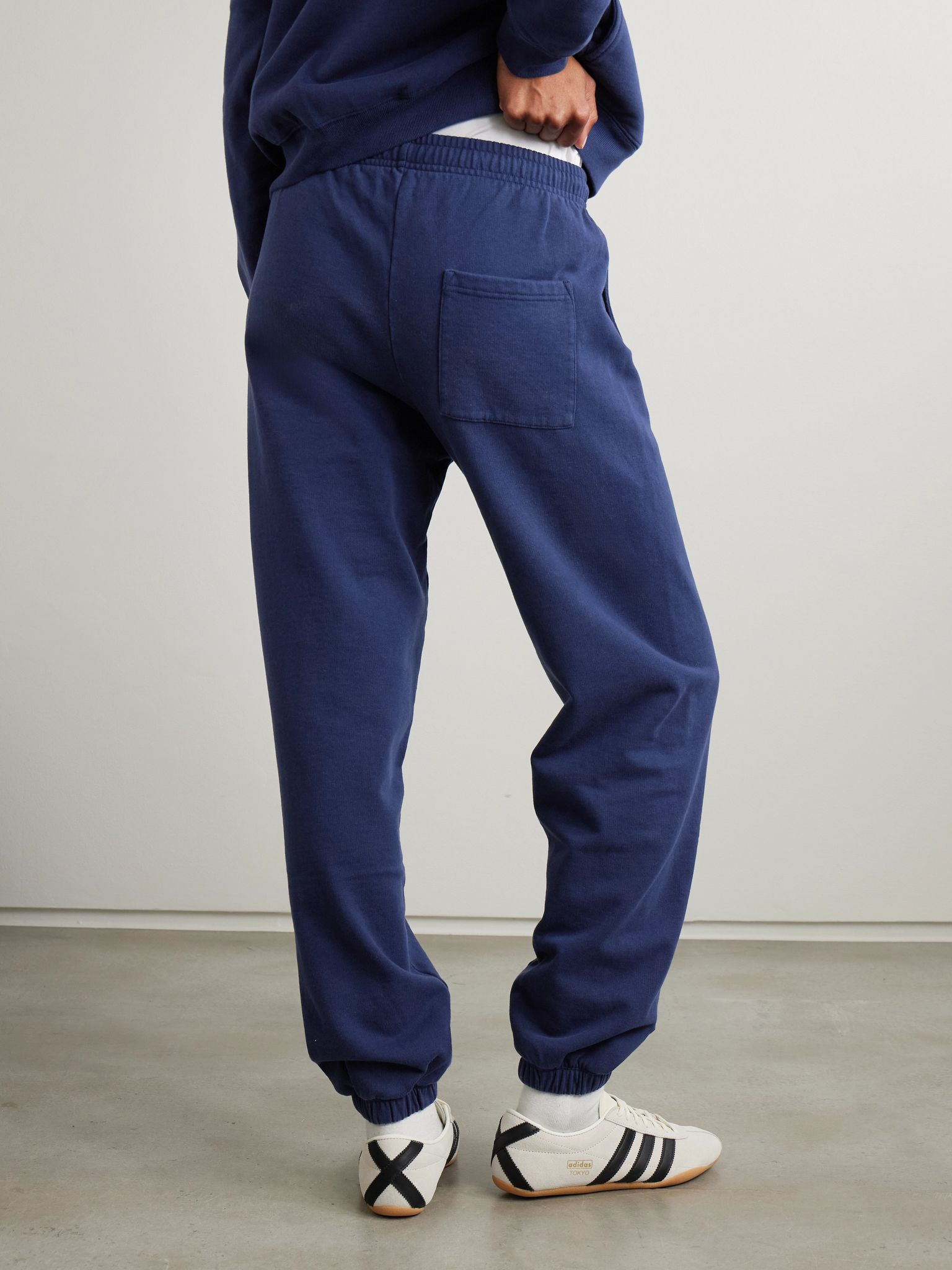 Vendome embroidered cotton-jersey track pants Navy - 3