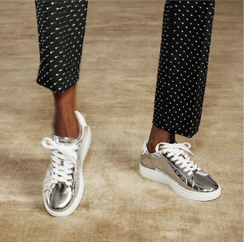 Rome/F
Silver Leather and Metallic JC Monogram Pattern Low Top Trainers 6