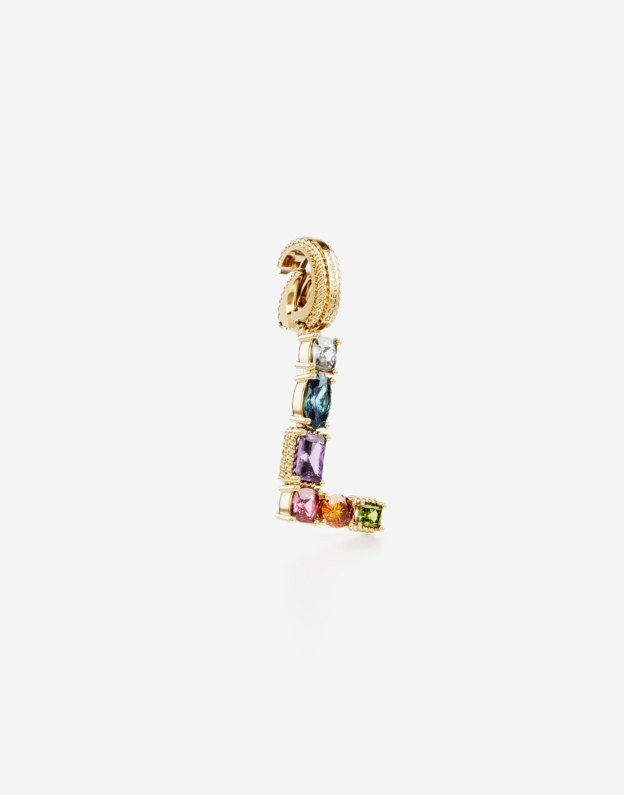 Charm L Lettering 18-carat yellow gold and multicolored gems - 2