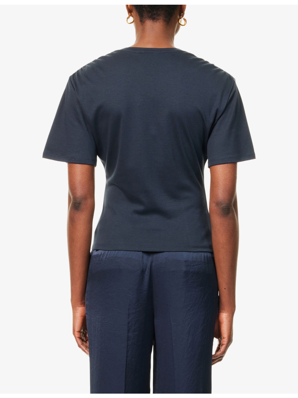 Gathered Round-Neck Cotton-Jersey T-Shirt - 4