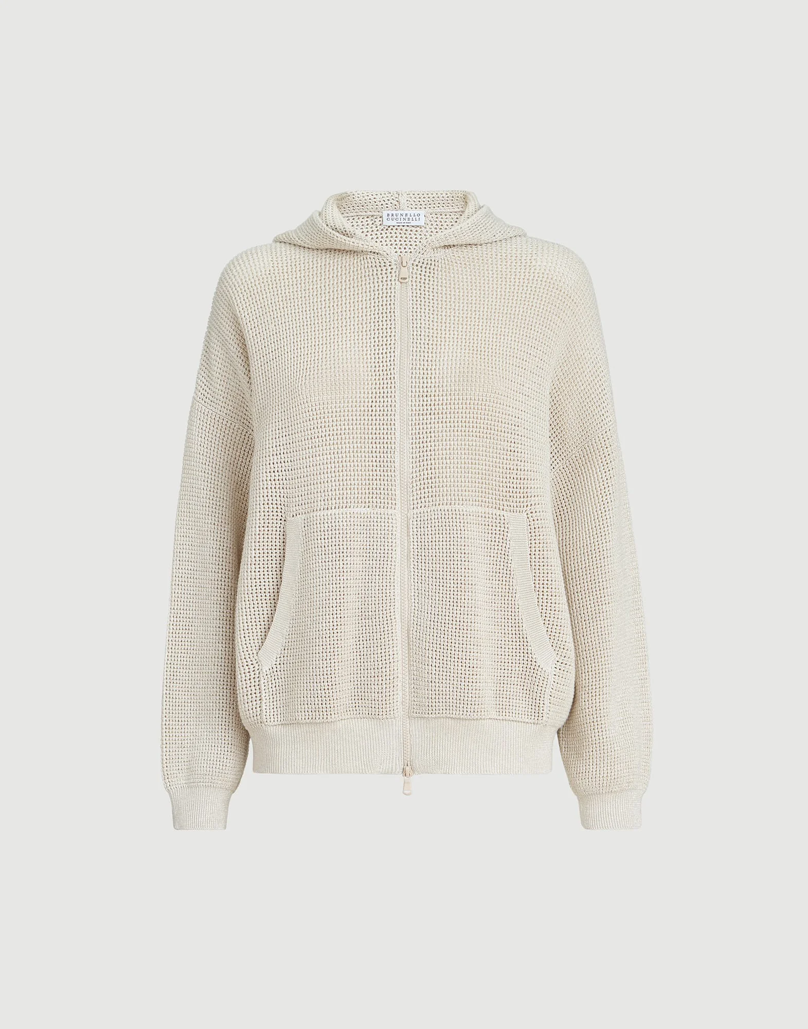 Cotton sparkling net hooded cardigan - 1