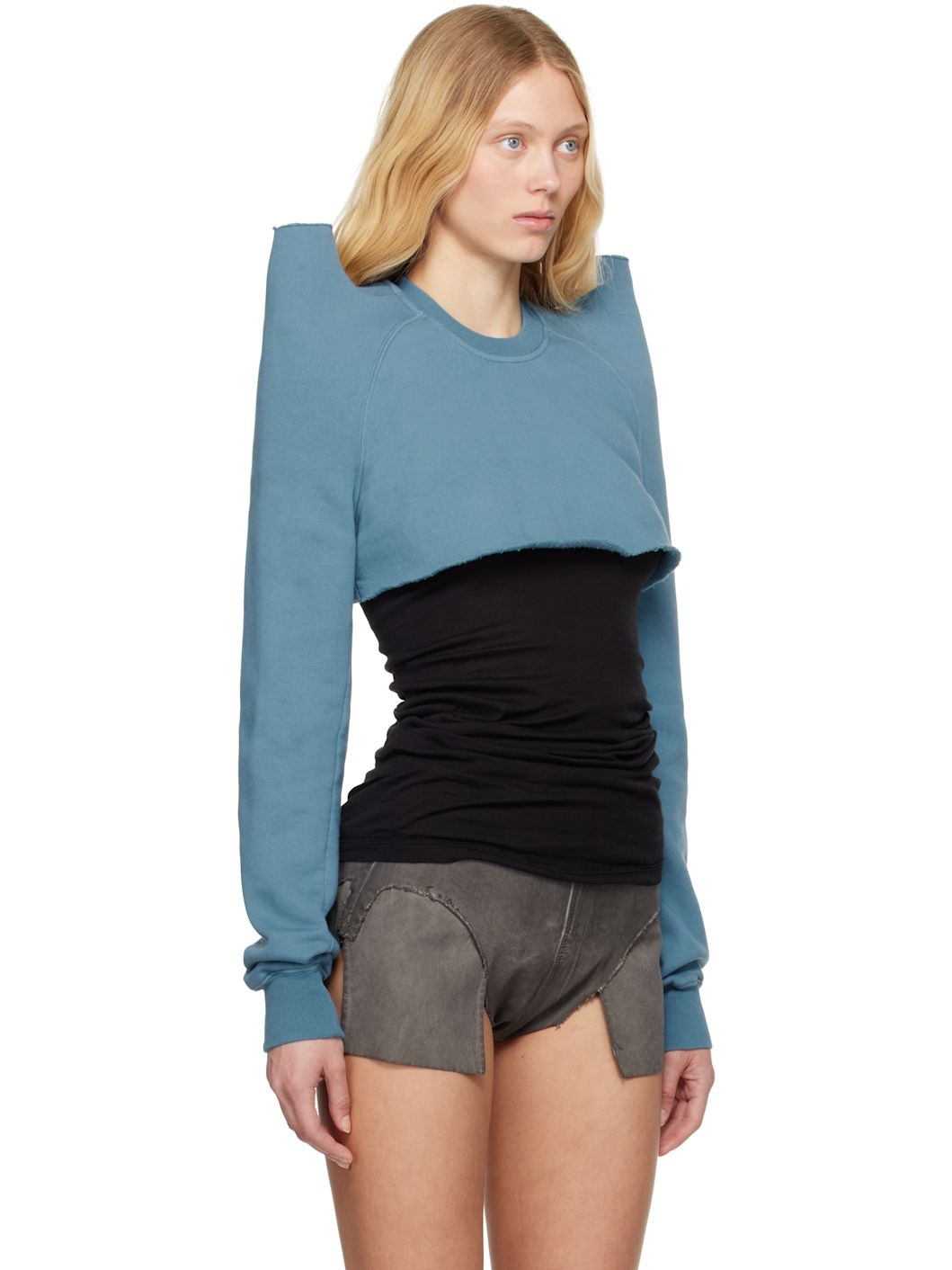 Blue Hollywood Cropped Tecsweat Sweatshirt - 2