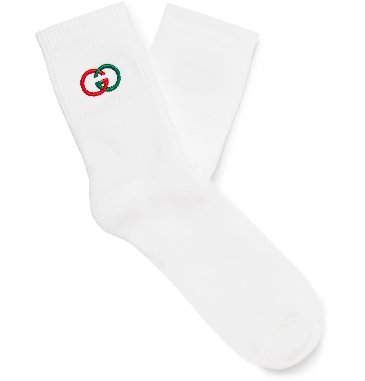 Logo-Embroidered Ribbed Stretch Cotton-Blend Socks - 1