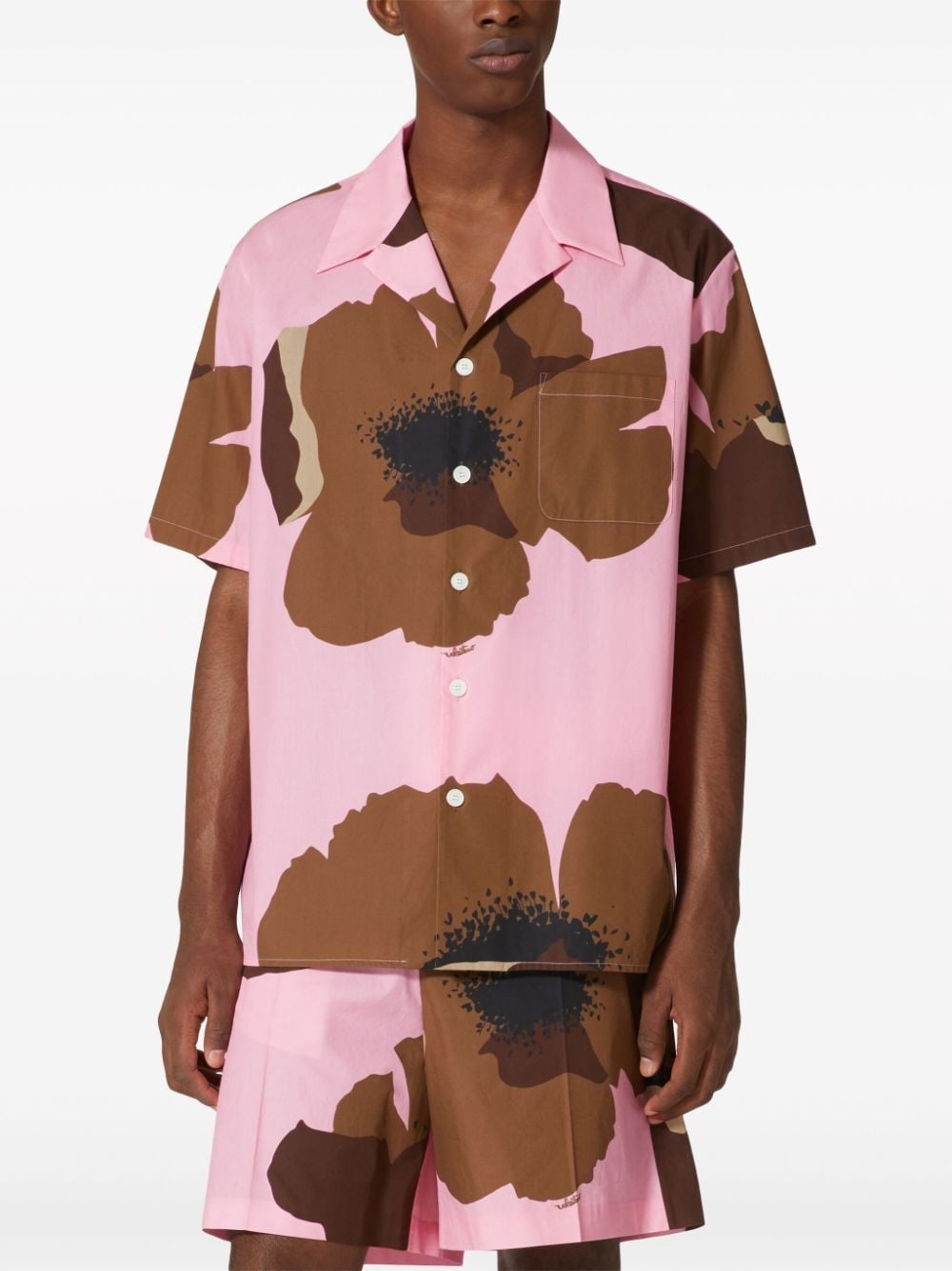 Flower Portrait-print bowling shirt - 3