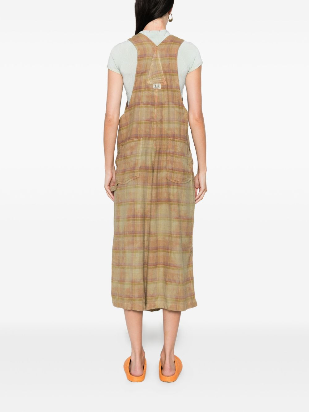 Jumbo plaid cotton jumpsuits - 4