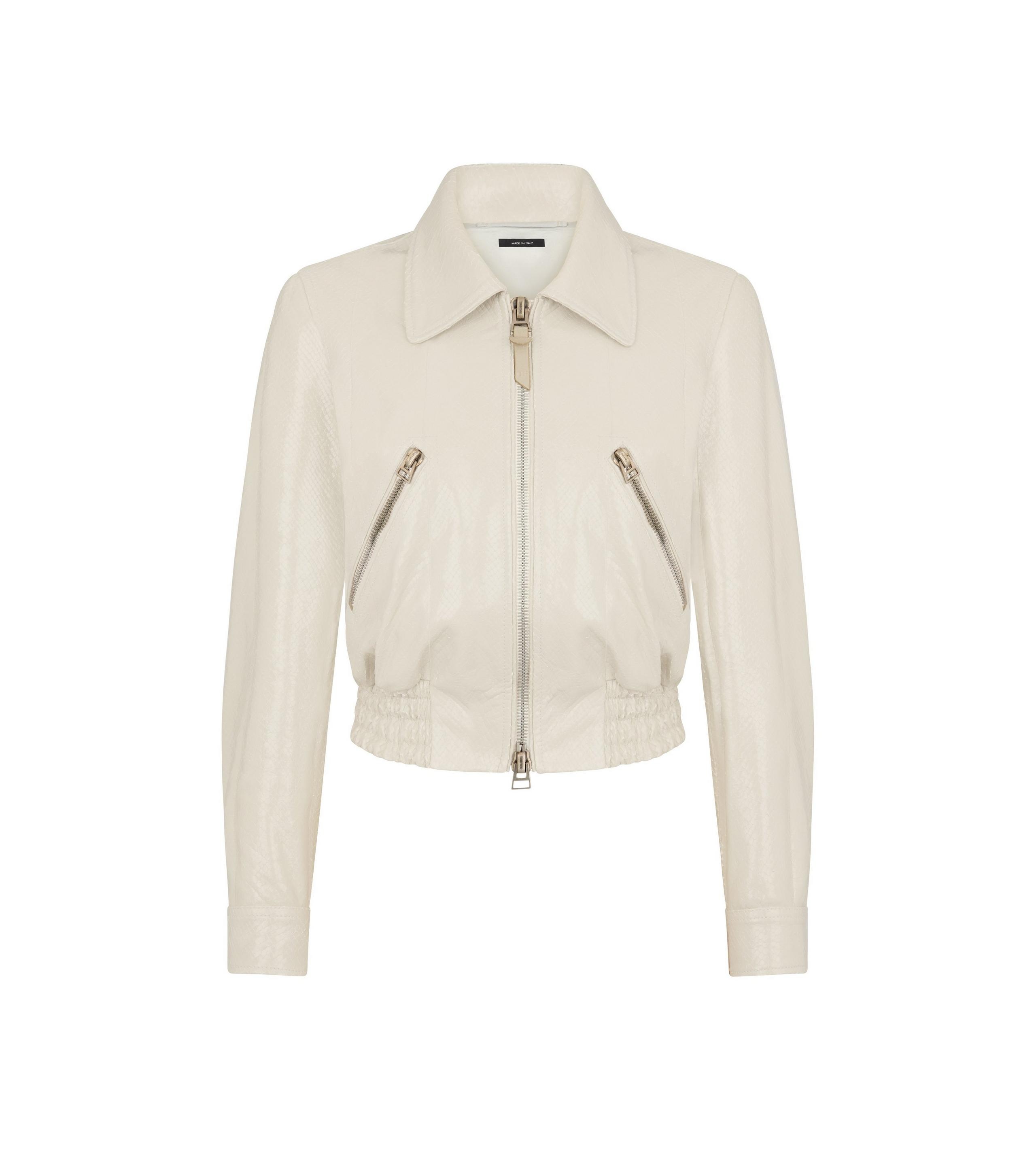 PATENT PYTHON PRINTED GOATSKIN BLOUSON - 1