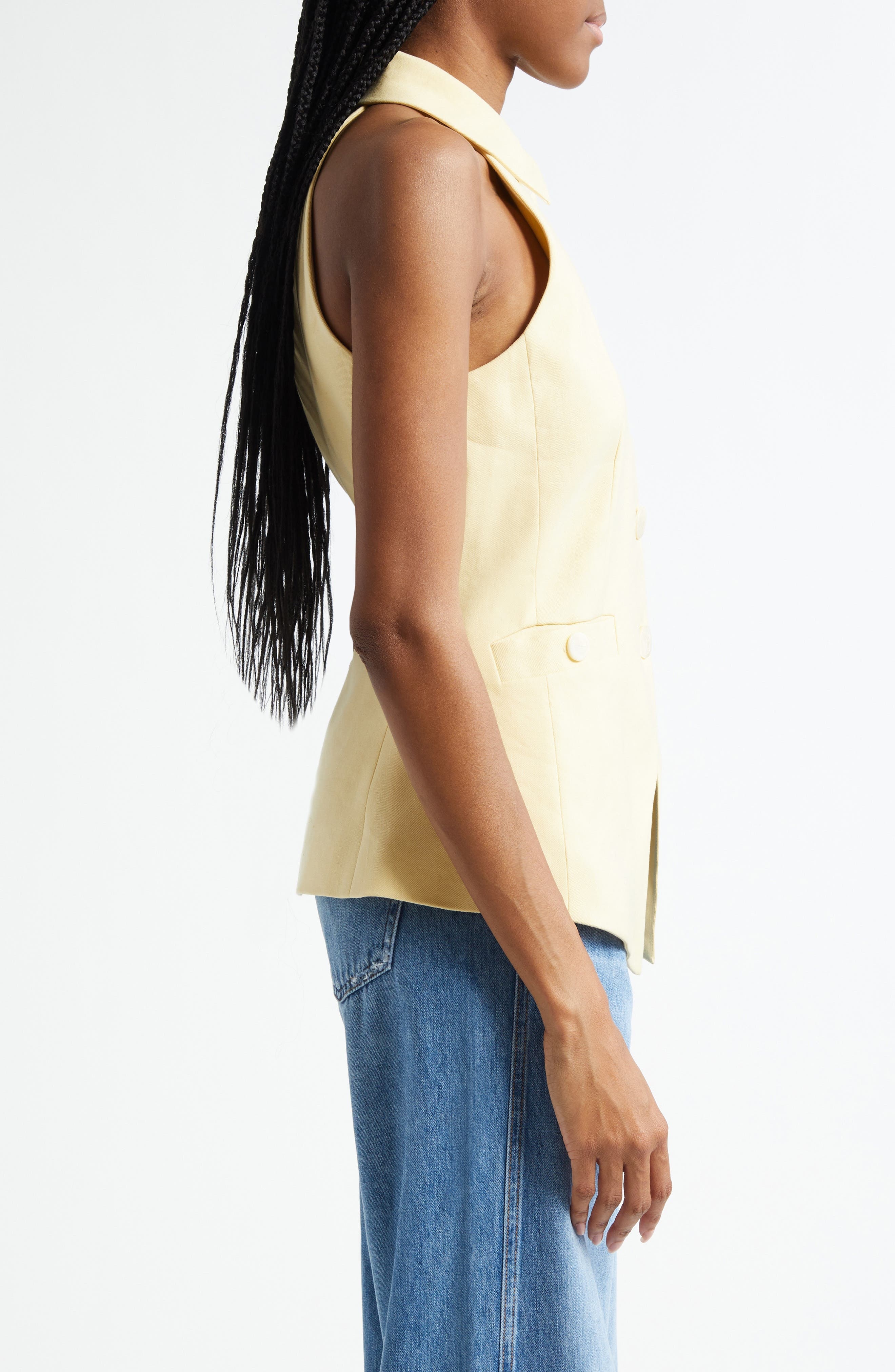 Veronica Beard Orlinda Linen Blend Vest in Chamomile at Nordstrom - 3