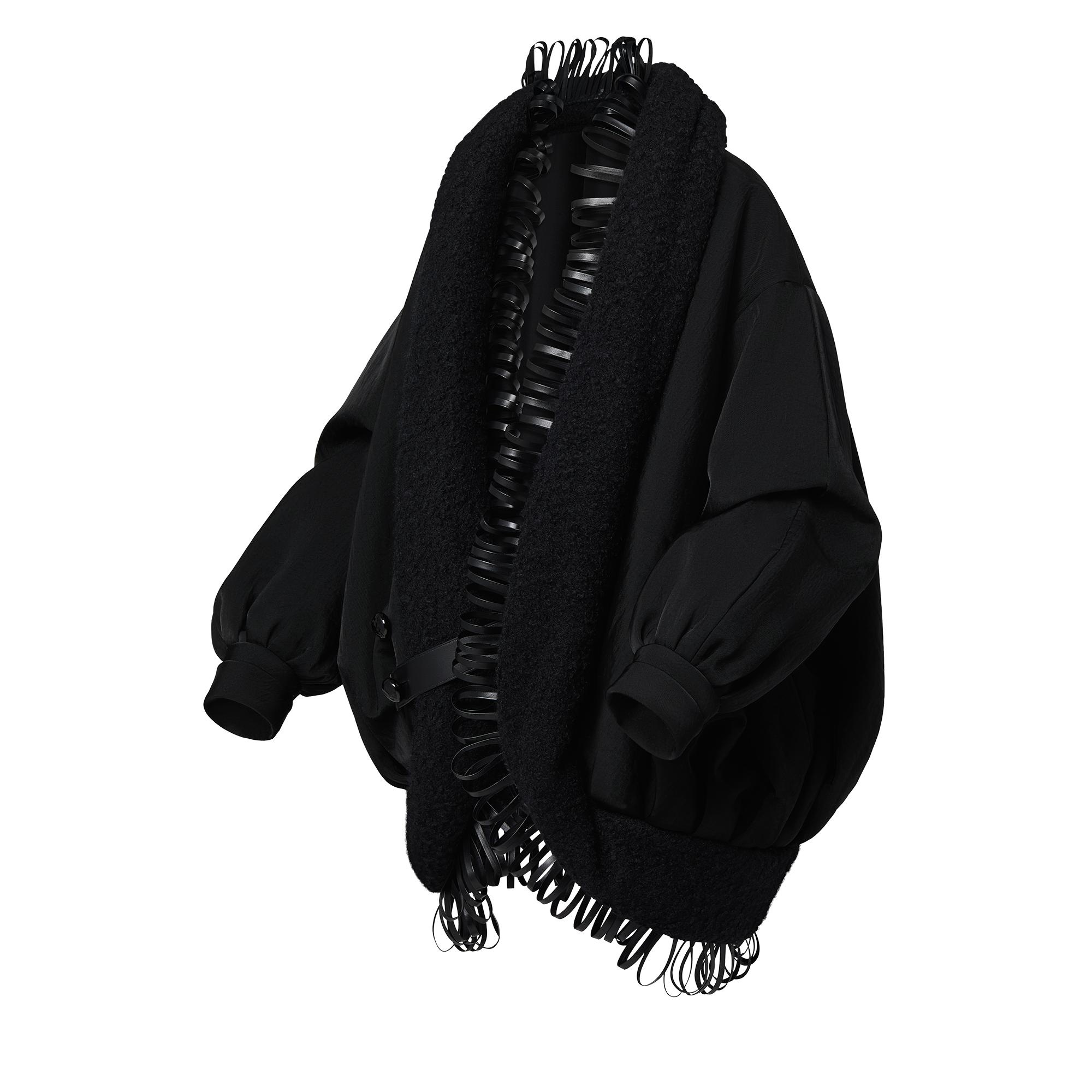 Leather Loop Cocoon Coat - 2