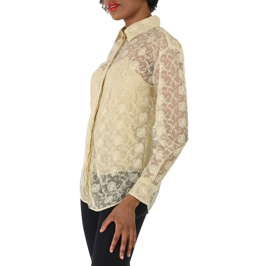 Burberry Pale Yellow Pattern Kestrel Lace Top - 5