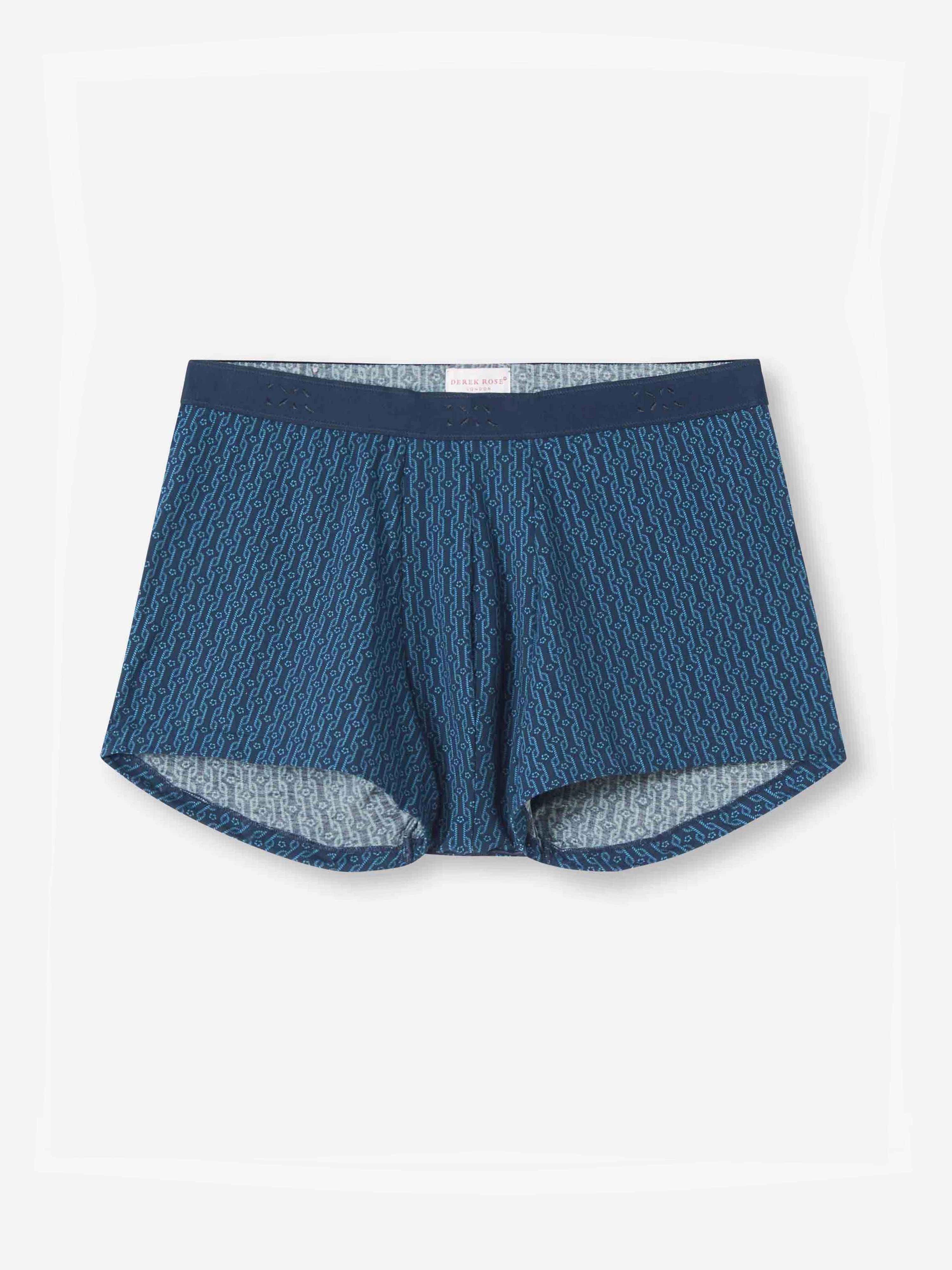 Men's Boxer Briefs Geometric Pima Cotton Stretch Navy - 2