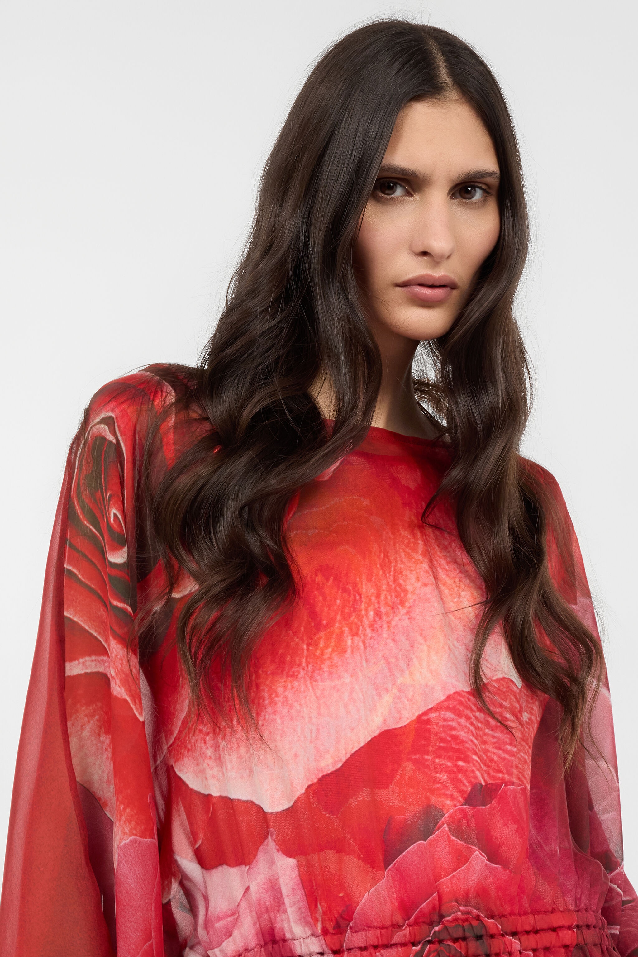 Silk Caftan With Garden Rose Print - 6