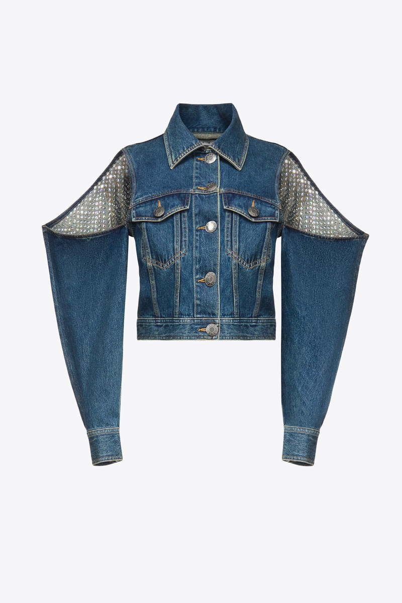 CRYSTAL EMBELLISHED CUTOUT DENIM 재킷 - 1