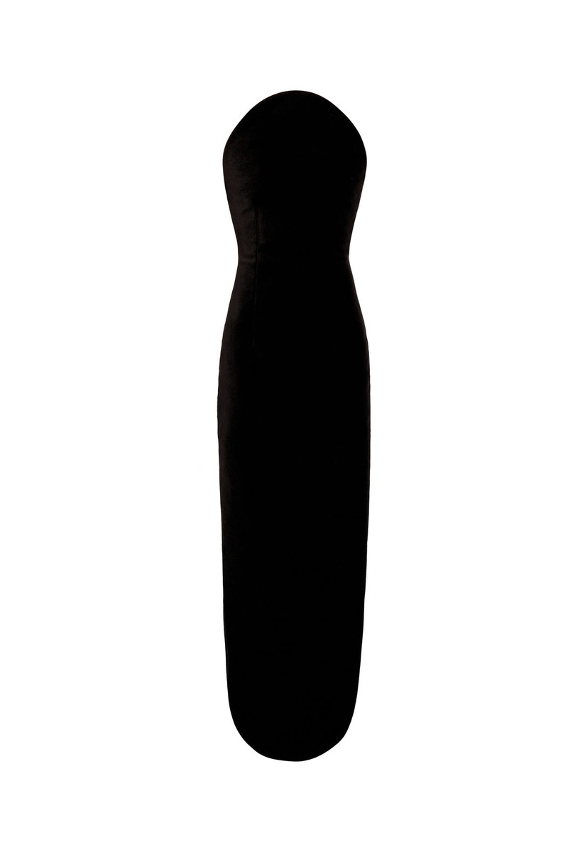 STRAPLESS DRESS WITH ROUNDED BUSTLINE AND HEM BLACK IVORY 5