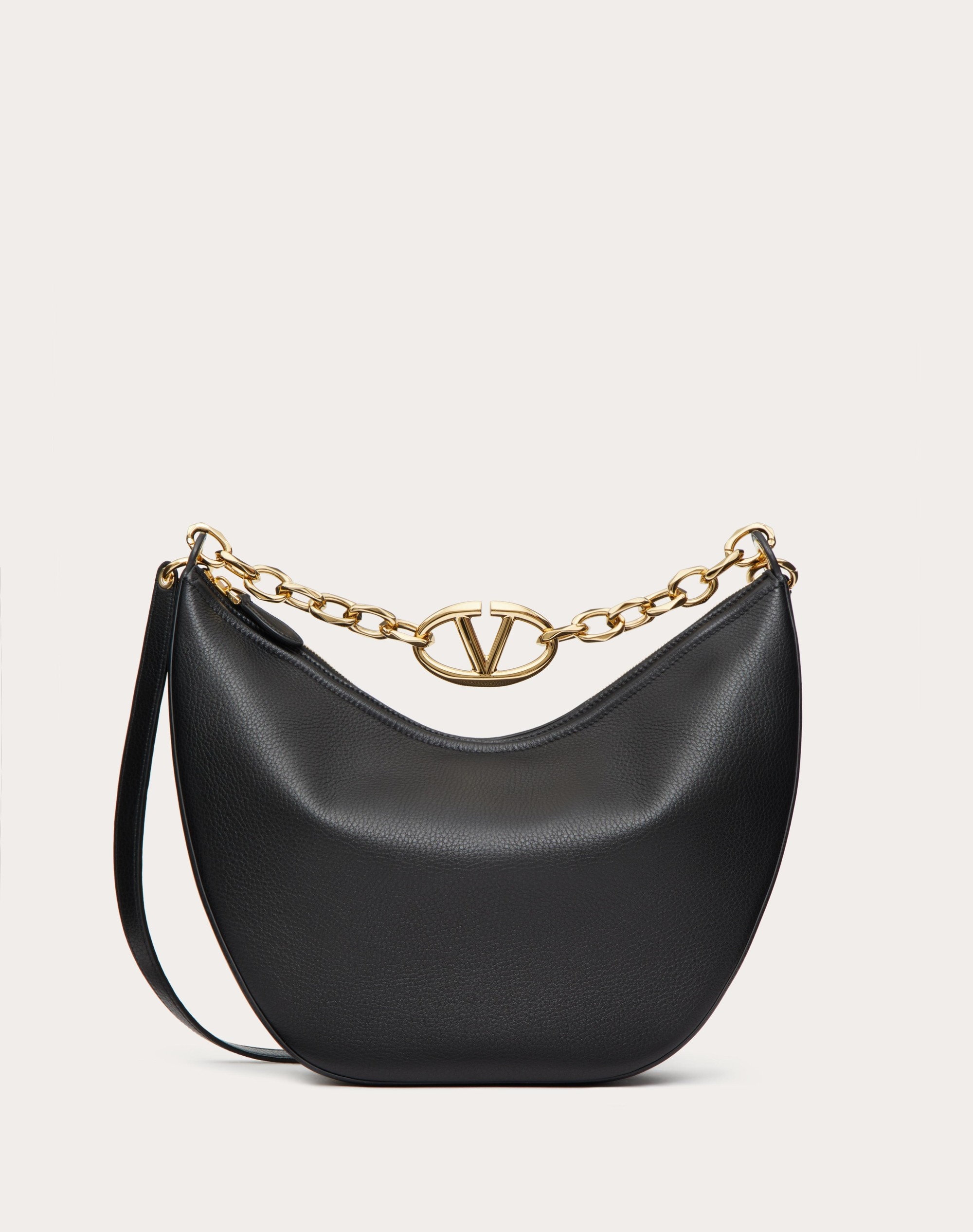 VLOGO MOON MEDIUM GRAINY CALFSKIN HOBO BAG WITH CHAIN - 1