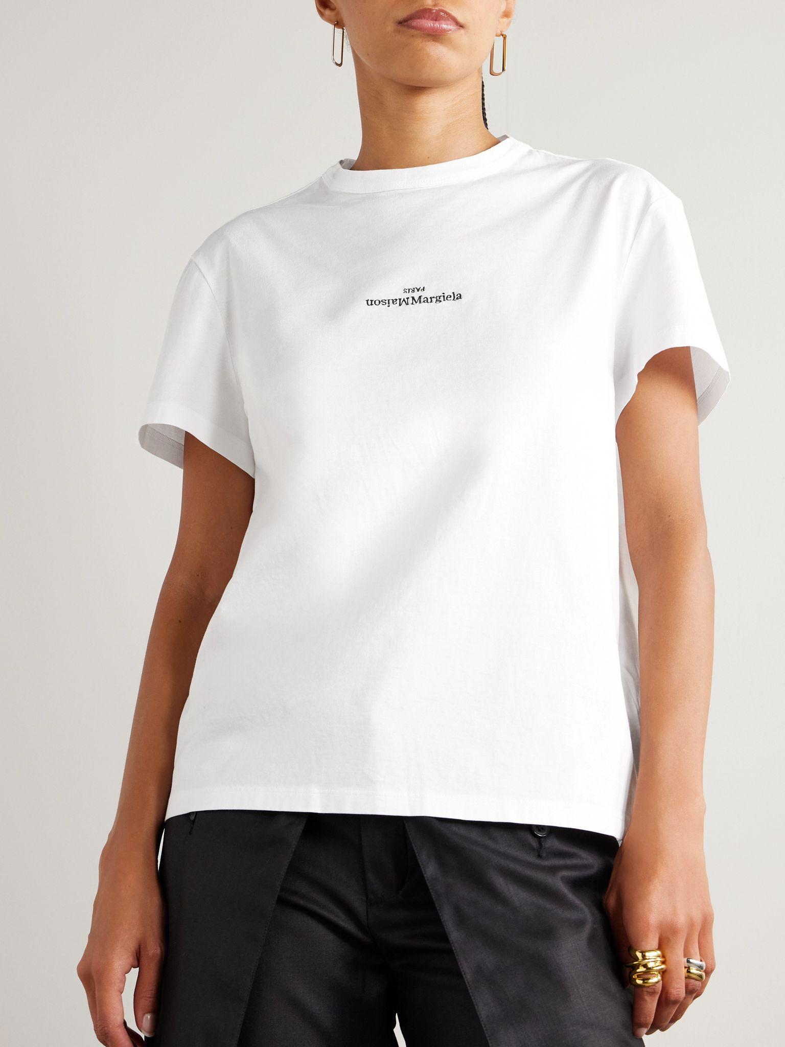 Embroidered cotton-jersey T-shirt White - 3