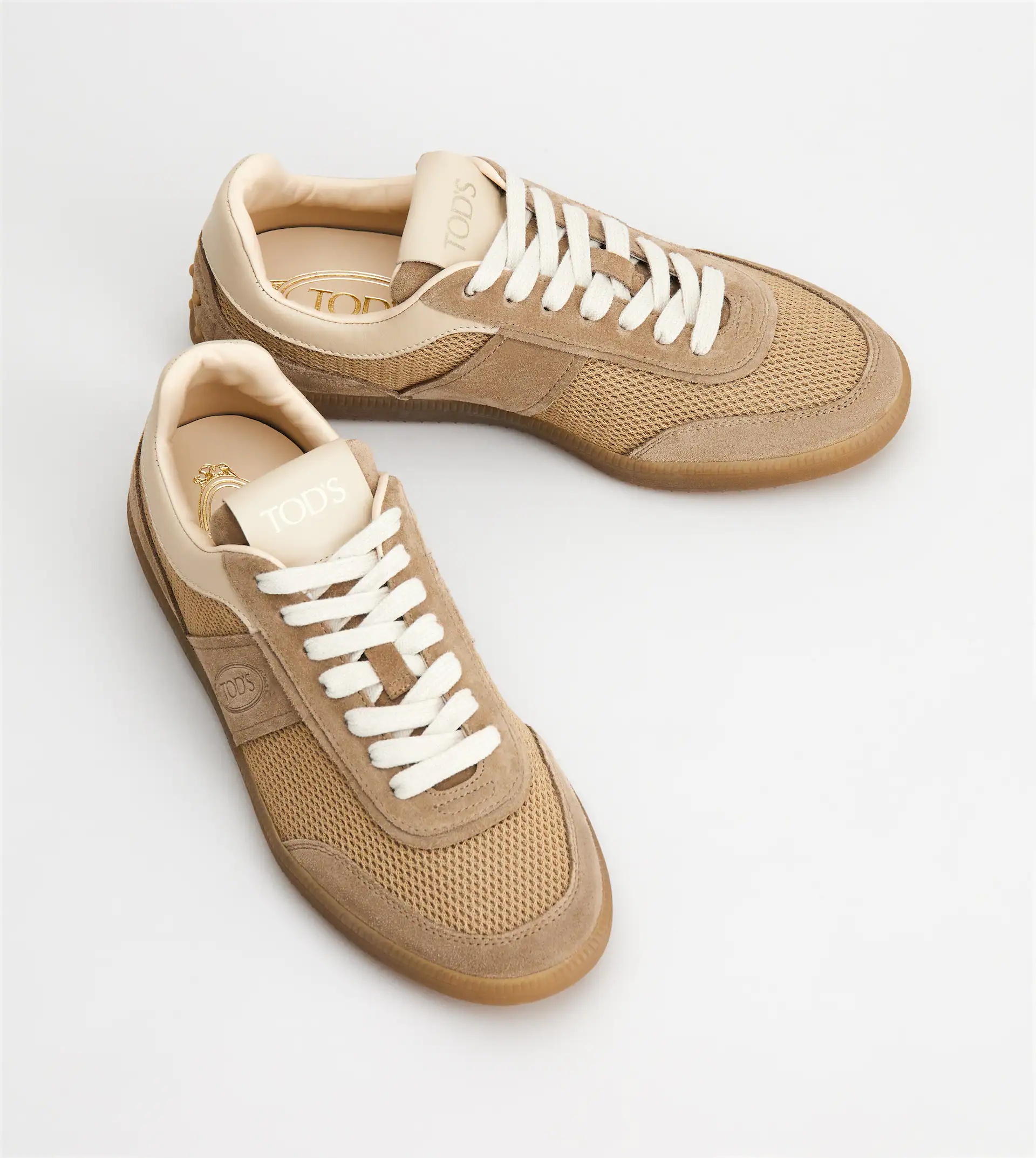 TOD'S TABS SNEAKERS IN SUEDE AND TECHNICAL FABRIC - BEIGE - 4