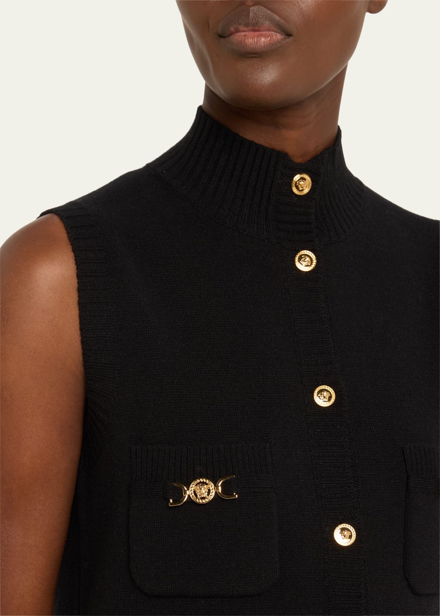 Button-Front Knit Medusa Mini Dress - 5