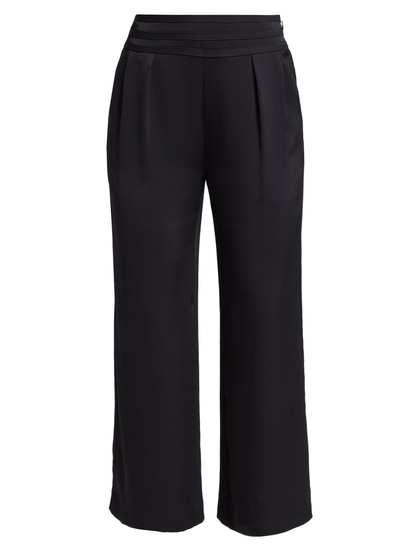 Women's Joss Cropped Wide-Leg Satin Pants - Black 1