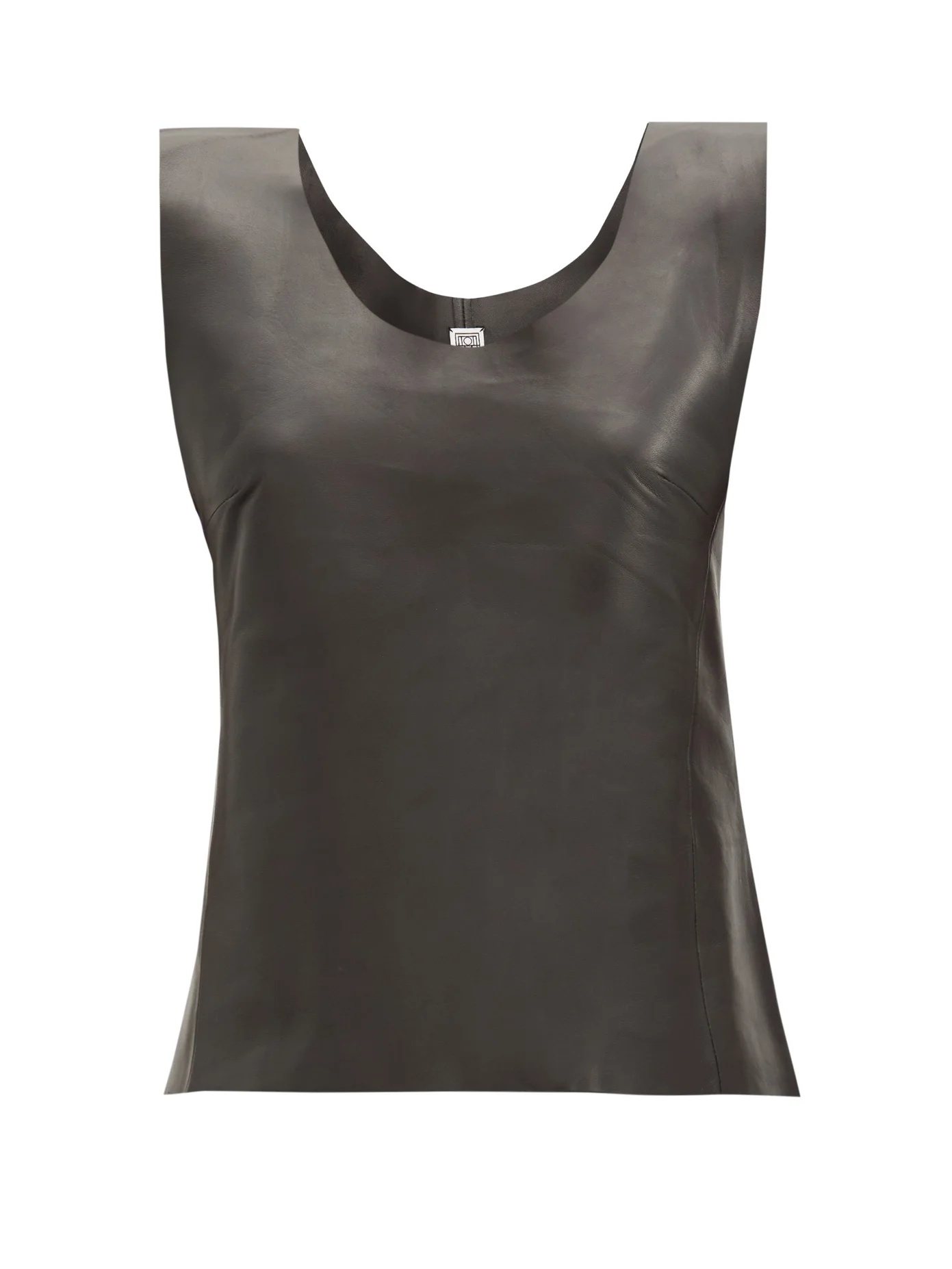 Bergara scoop-neck leather top - 1