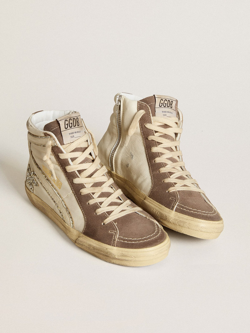 Golden Goose Slide in nappa with glitter star and patent leather flash outlook