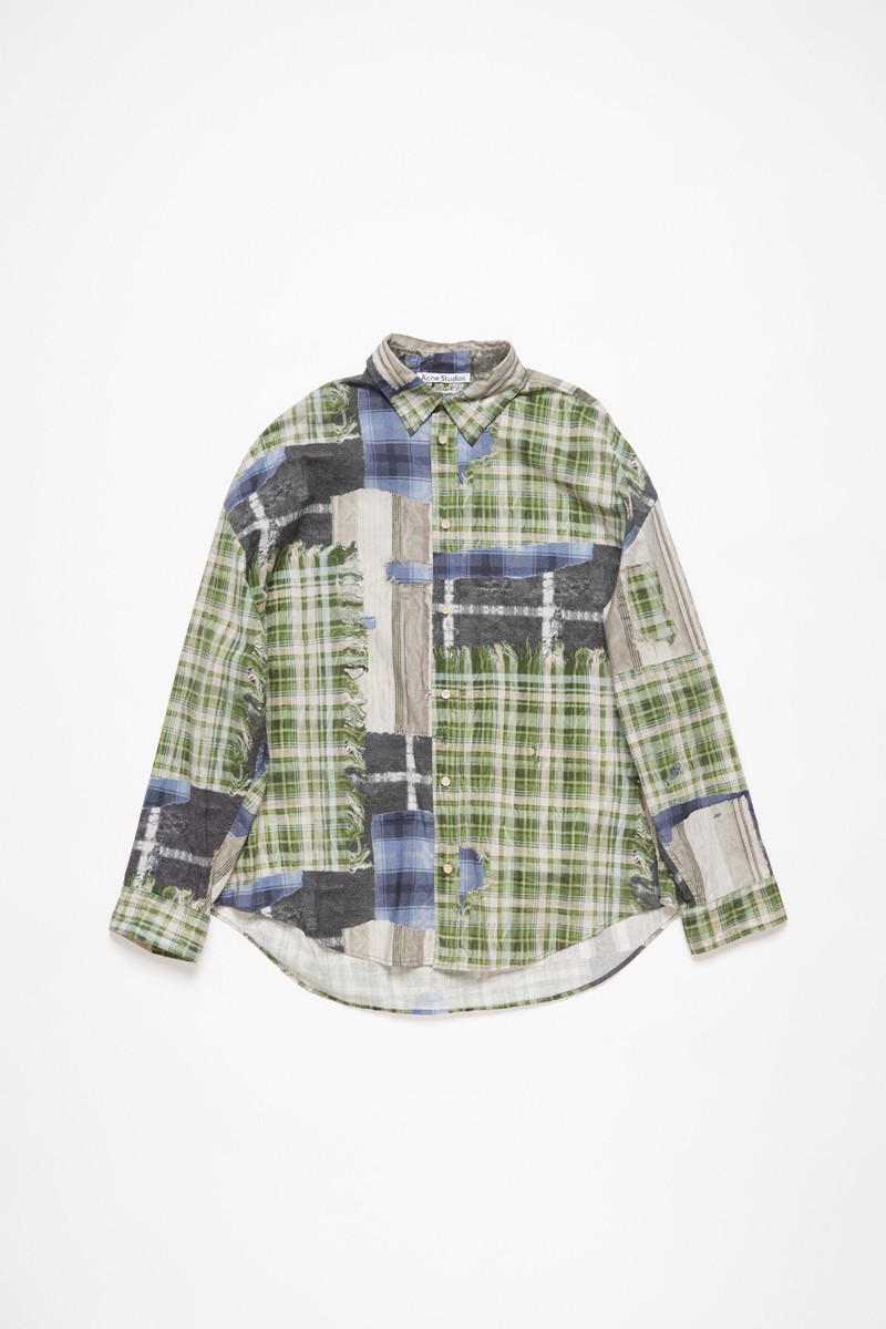 Print button-up shirt - Green multi - 1