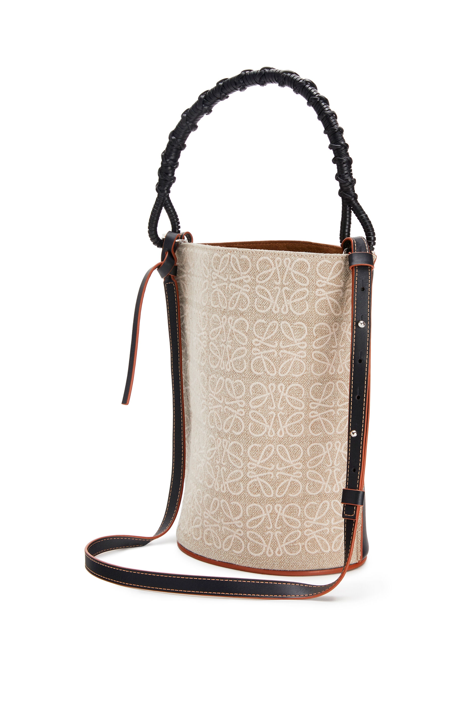 Gate Bucket Handle bag in anagram linen and calfskin - 2