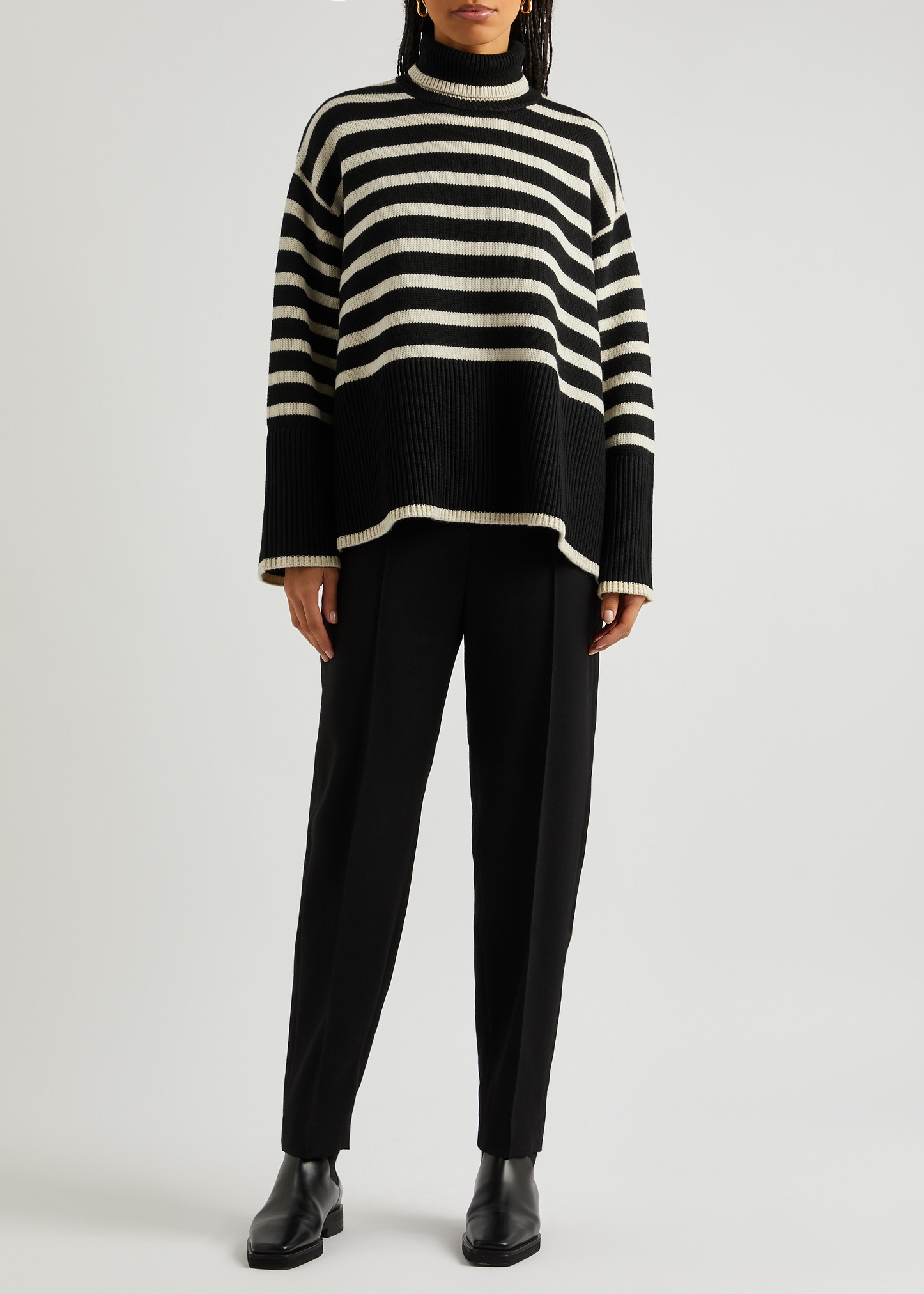 Striped roll-neck wool-blend jumper - 4
