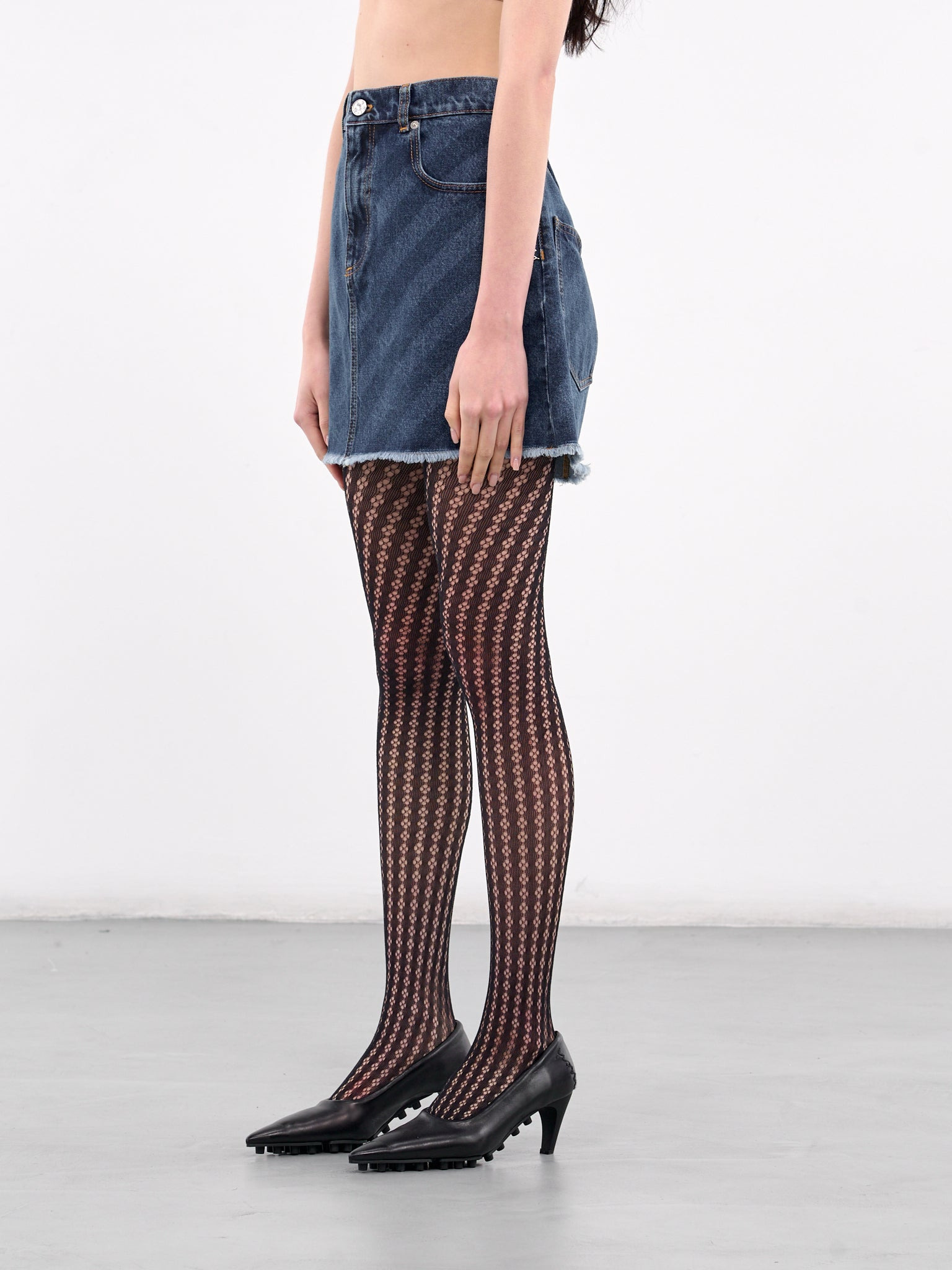 Striped Denim Mini Skirt - 2