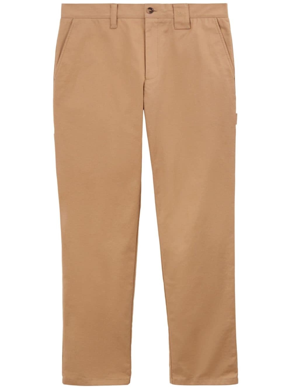 logo-tag cotton straight-leg trousers - 1