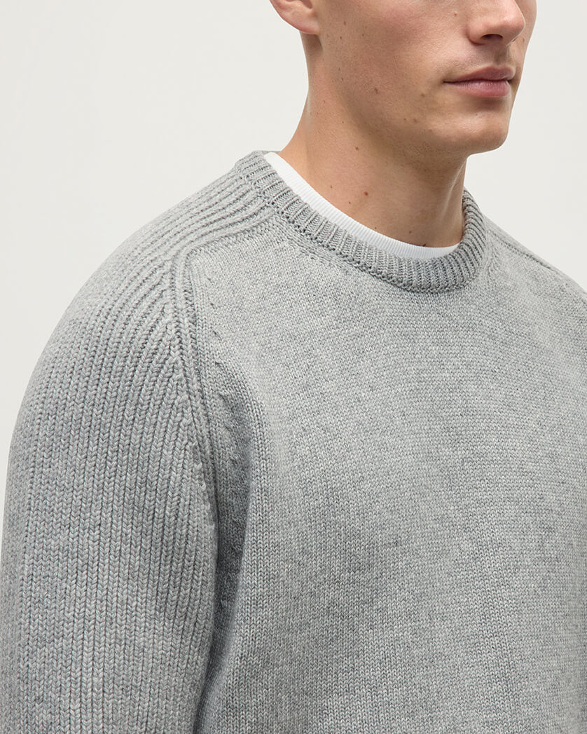 Ribbed Grey Cashmere Jumper - 5